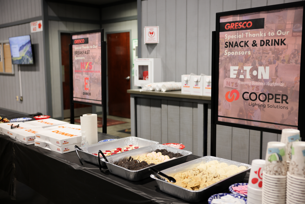 snack and drink table at Gresco Expo